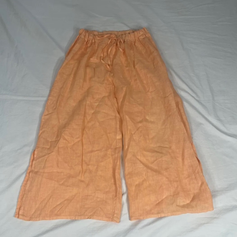 Blanco De Ibiza By Isabel Tavares Women Orange Cropped Linen Pants Size S/M
